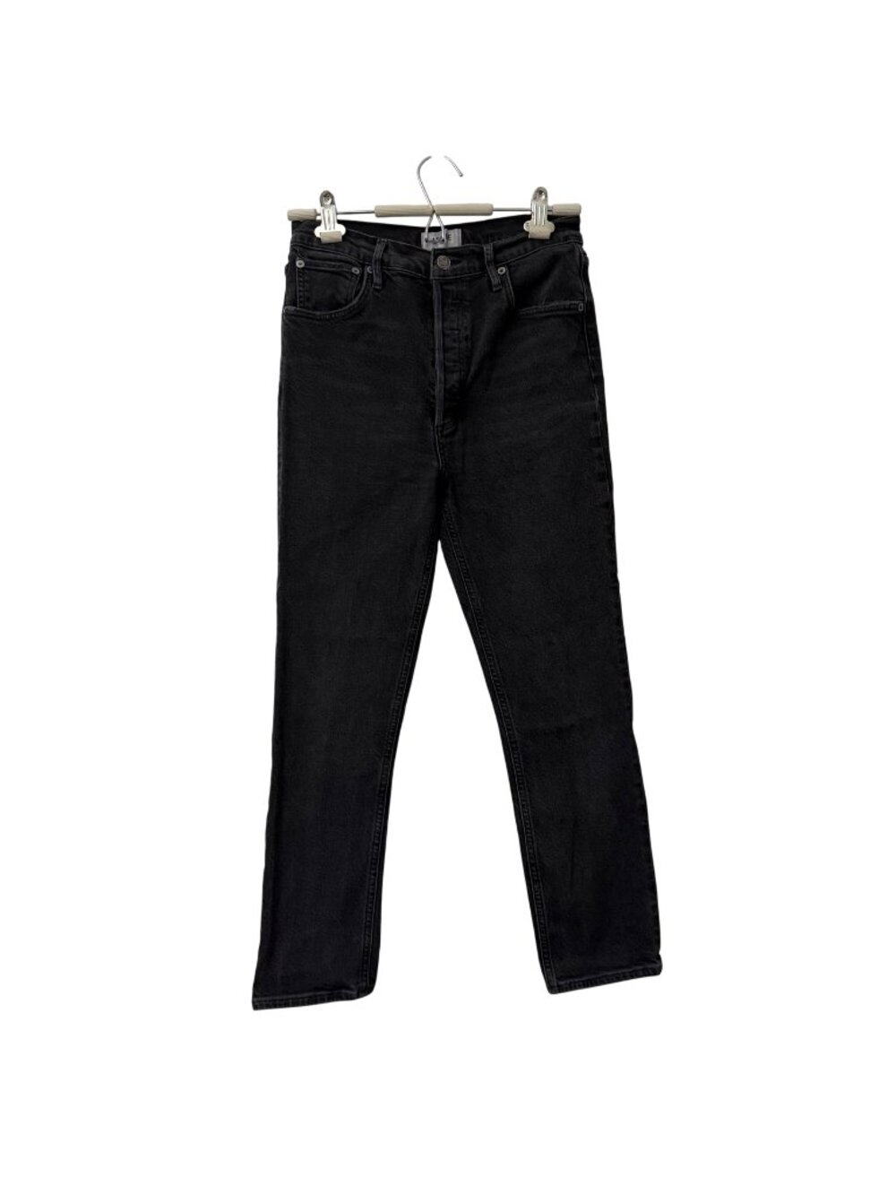 Agolde Black Wash Riley High Rise Button Fly Jeans Womens Size 28